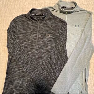 2 Under Armour Light Gray Quarter-Zip Pullovers Large Fitted